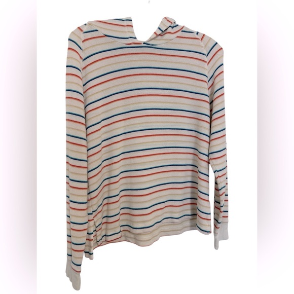 LNA Womens Brushed Carly Hoodie Multi Rainbow Stripe Size Medium - Picture 3 of 7